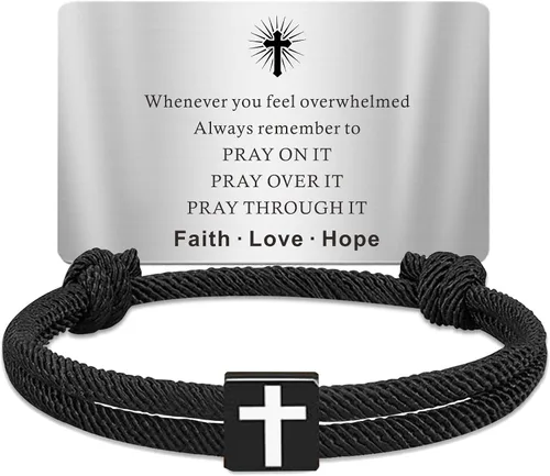 Miniatura 30 de TAGOMEI Regalos navideños para adolescentes, niños, regalos de Navidad para él, hijo, niños, nietos, hombres, pulsera de cruz para adolescentes