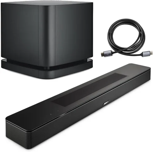 Bose Barra de sonido inteligente, negro, paquete con módulo de graves 500, cable HDMI 2.0 de 6 pies