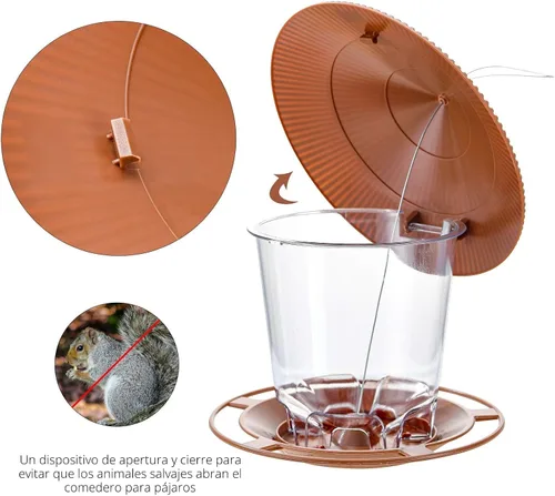Miniatura 6 de Hanizi Comedero para pájaros colgante al aire libre para semillas de aves silvestres, marrón