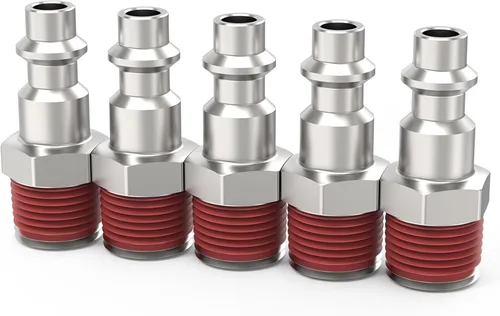 Miniatura 9 de ChillWaves Enchufe de aire industrial, enchufes neumáticos macho NPT de 1/4", accesorios para compresores de aire (paquete de 15)
