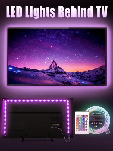 Miniatura 3 de Tira de luces LED, tiras de luz RGB de 5 V que cambian de color con control remoto, luces LED flexibles alimentadas por USB para dormitorio, TV