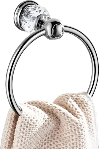 Miniatura 10 de WINCASE Anillo Toallero de Cristal, Soporte para Toallas de Mano Negro, Colgadores de Toallas Redondos para Baño Montaje en Pared Negro Mate
