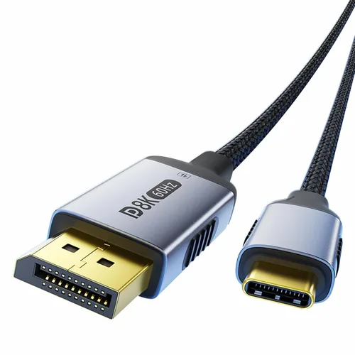 Cable USB C a DisplayPort 1.4 bidireccional de 3.3 pies, 8K a 60 Hz 4K a 240 Hz tipo C a DP (compatible con Thunderbolt 4/3), nailon trenzado, para