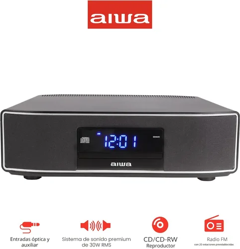Miniatura 2 de Aiwa Exos Altavoz para el Hogar, Sistema de Sonido Premium de 30W RMS con Reproductor de CD, Conectividad Bluetooth, Radio FM, Entrada Digital