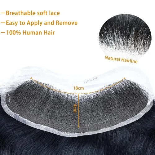 Miniatura 3 de Postizo frontal para hombres, extensión natural de la línea de cabello humano virgen para la frente, línea de cabello de repuesto para la frente, #1