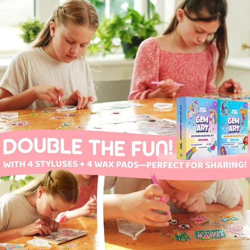 Miniatura 7 de Blue Squid Kits de arte de diamantes para niños, unicornio y sirena, divertido y fácil, kit de pintura de diamantes 5D para niños, kit de arte
