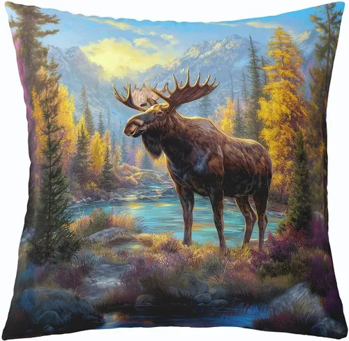 Miniatura 28 de Cartoon Bear Pillow Cover Cute Wild Animal Paw Print Cushion Cover for Kids Boys Girls Teens Jungle Pine Trees Silhouette Cabin Pillow Case for