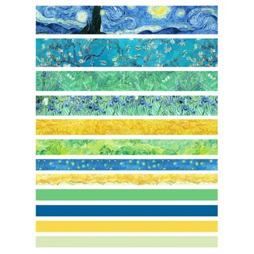 Miniatura 8 de Juego de 12 rollos de cinta Washi con varios patrones, suministros de manualidades para decoración de bricolaje y manualidades, estilo B