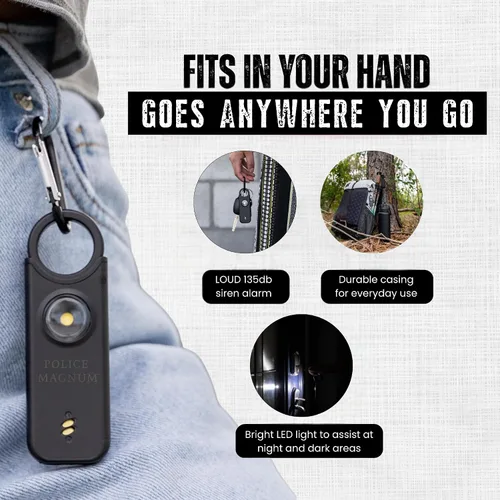 Miniatura 4 de Police Magnum Alarma de seguridad personal y spray de pimienta Combo de autodefensa para mujeres, sirena ruidosa de 135 db con luz y máxima fuerza