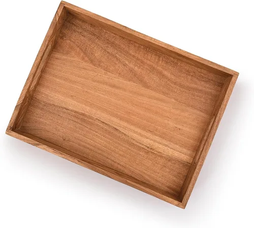 Miniatura 4 de Kaizen Casa Bandeja rectangular de madera para servir, plato de madera, plato de té/bebidas, bandeja para servir la cena, bandeja de aperitivos