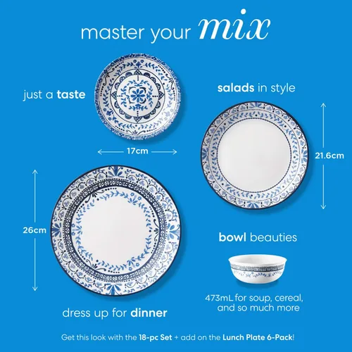 Miniatura 3 de Corelle Vitrelle - Juego de platos de aperitivos de 6 piezas, vidrio de triple capa y resistente a las astillas, 6 3/4 pulgadas, platos redondos