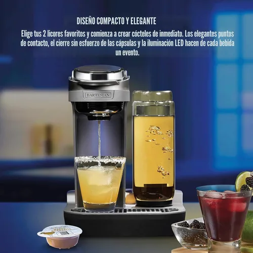 Miniatura 6 de Bartesian Máquina de cóctel dueto y fabricante de margarita, mezclador de bebidas mixólogo compacto para el hogar con 2 botellas de alcohol