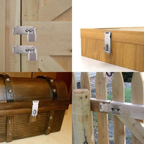 Miniatura 3 de JQK Cerrajo de puerta con candado, de acero inoxidable de 5 pulgadas, paquete de seguridad con cierre de cerrojo, acabado cepillado, 4