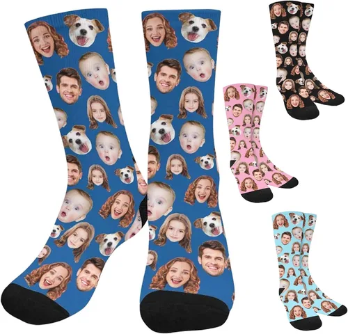 Miniatura 59 de Artsadd Calcetines personalizados para mujeres y hombres, amantes de los perros y gatos, regalos divertidos unisex personalizados