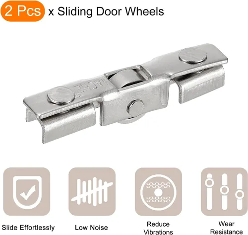 Miniatura 3 de uxcell Rodillo de acero inoxidable para puerta corrediza de patio con rodamientos de rueda de bola para puerta de vidrio, paquete de 2