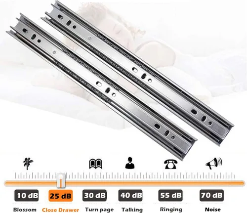 Miniatura 4 de Gobrico Rodamiento de bolas de extensión completa de cierre suave de 12 pulgadas para cajones de montaje trasero con soportes, 1 par