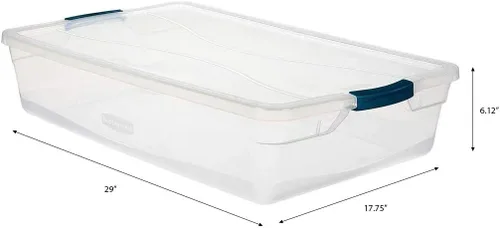 Miniatura 3 de Rubbermaid Cleverstore - Paquete de 6 recipientes de plástico apilables transparentes de 41 cuartos de galón con tapas transparentes de cierre