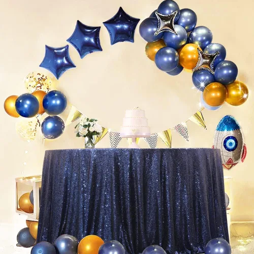Miniatura 12 de Eternal Beauty Mantel de lentejuelas doradas de 120 pulgadas, mantel redondo brillante con purpurina para decoración de bodas, fiestas de cumpleaños