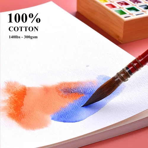 Miniatura 8 de FEITAKE Papel para acuarela 100% algodón prensado en frío / 140 lb (300 g/m²) / Papel de dibujo de arte mixto sin ácidos - Paquete de 30 hojas - 8