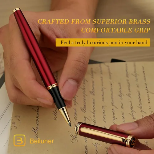 Miniatura 5 de BEILUNER - Bolígrafo de lujo con rodillo de oro de 24 quilates, diseños nobles y elegantes, repuesto de tinta Schneider, el mejor set de regalo