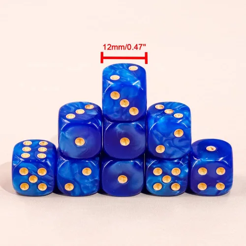 Miniatura 5 de 36 piezas de paquete de dados de 12 mm de 6 caras MINI, juego de dados de patrón de perla, dados estándar de 6 caras para Yahtzee, Bunco o enseñanza