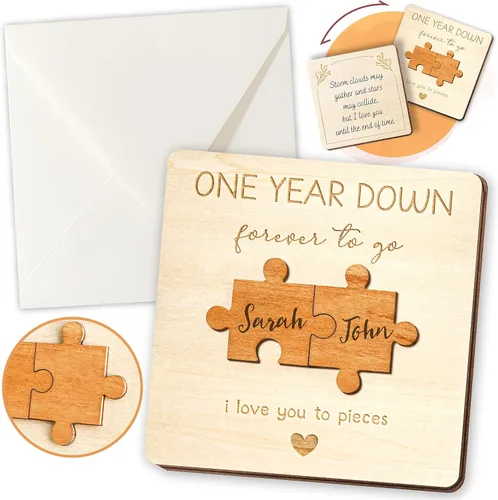 STOFINITY Tarjeta de Aniversario de 1 Año para Novio Novia - Tarjetas de Feliz Primer Aniversario para Hombres, 1ª Tarjeta de Citas de Papel para