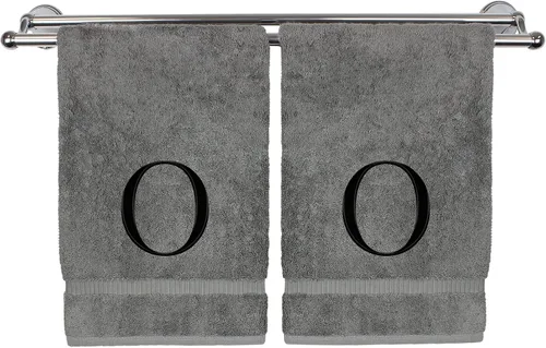 Miniatura 50 de Toalla de mano monogramada, regalo personalizado, juego de 2 - Toalla bordada con letra de bloque dorada - Extra absorbente 100% algodón turco