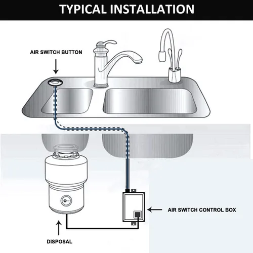 Miniatura 6 de Kit de interruptor de aire para eliminación de basura con botón de aire corto de níquel cepillado de acero inoxidable briidea Acero inoxidable