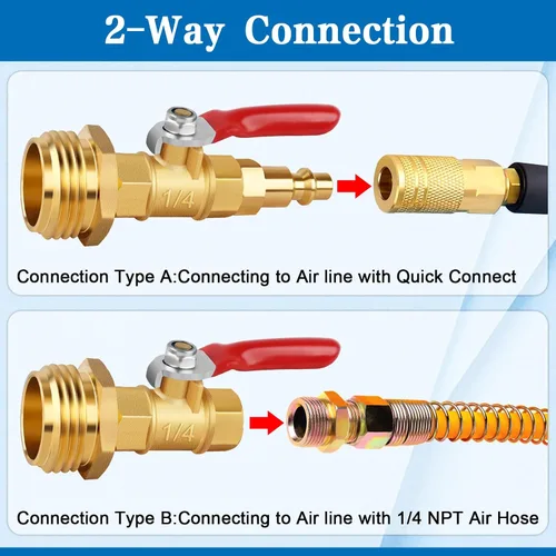 Miniatura 3 de Adaptadores de soplado para autocaravana, 3/4 pulgadas GHT macho y hembra de latón, conector de montaje de compresor de aire con válvula de cierre