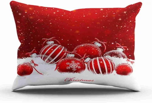 Miniatura 9 de Decoración de bola de Navidad roja y blanca, Feliz Navidad, decoración festiva, funda de almohada, funda de cojín, sofá de oficina en casa, funda
