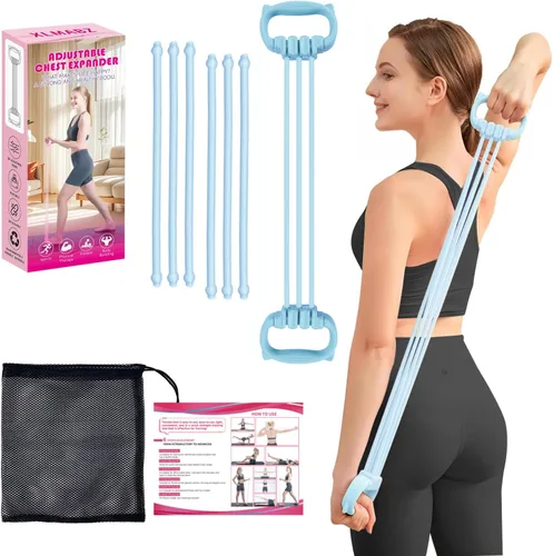 Bandas de Resistencia Ajustables de 6 Niveles, Bandas de Resistencia para Fitness, Bandas de Ejercicio con Agarres Cómodos, Unisex, para Brazos,