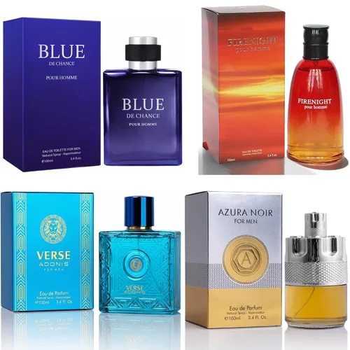 Miniatura 19 de Set de colonia para hombre, EDP, pack de 4 (3.4 oz / 100 mL), Amazing Code Gold, Verse Adonis Blue, AzuraAD, Invincible, Office Clean & Confident