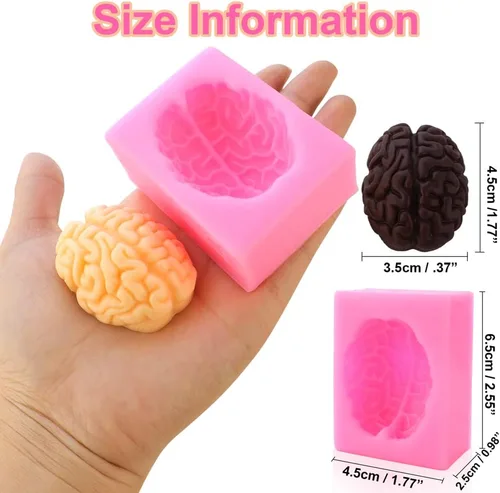 Miniatura 3 de JOGILBOY Molde de silicona 3D para cerebro humano, forma de órgano, corazón sangriento, bricolaje, fondant, pudín, gelatina, caramelo, chocolate