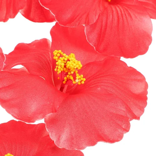 Miniatura 7 de PRETYZOOM 10 flores artificiales de hibisco para manualidades, hibisco rojo floral para decoración de pasteles, fiesta temática, flores tropicales