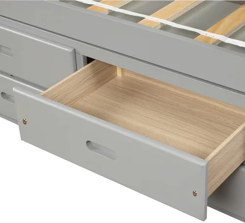 Miniatura 6 de Harper & Bright Designs Base de cama de plataforma individual con 6 cajones de almacenamiento, sofá cama individual con almacenamiento, cama capitán