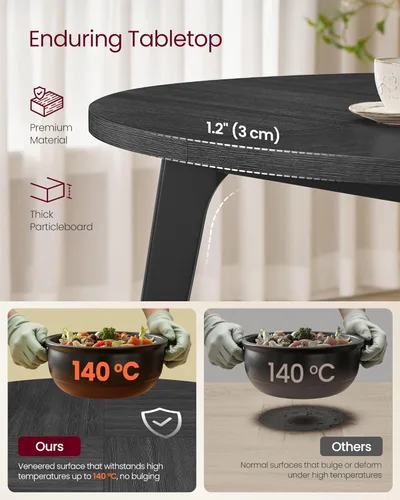 Miniatura 6 de VASAGLE Colección MAEZO - Mesa de comedor redonda para 4-6 personas, mesa de cocina circular de 47.2 pulgadas con patas cónicas, transiciones