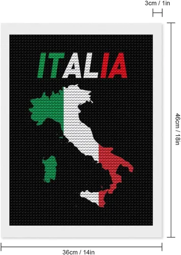 Miniatura 2 de Kit de pintura de diamantes de mapa de bandera de Italia, pintura de bricolaje, pintura de diamante, arte para decoración de pared del hogar