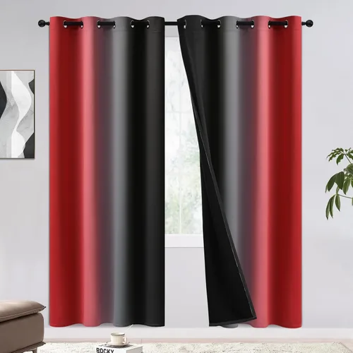 Miniatura 19 de COSVIYA - Cortinas 100% opacas y visillos con ombre, cortinas negras de 63 pulgadas de largo, 2 paneles, cortinas de oscurecimiento total