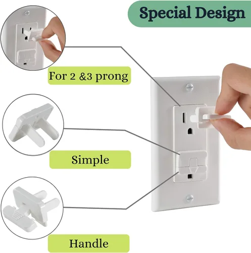 Miniatura 4 de Bates - Fundas para enchufes a prueba de bebés, paquete de 15, 2 puntas, fundas para enchufes a prueba de niños