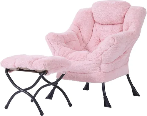 Miniatura 10 de Tiita - Sillón reclinable con otomana, grande, moderno, silla de ocio, de lectura, con reposapiés, para dormitorio, sala de estar, dormitorios, Gris