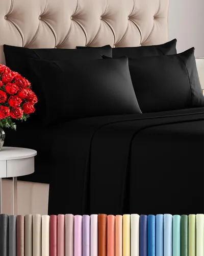 Miniatura 126 de Juego de sábanas Queen de 6 piezas, sábanas tamaño Queen, ropa de cama suave de lujo de hotel, refrescante, cómoda y transpirable, 1 encimera, 1 26