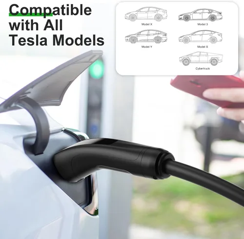 Miniatura 5 de MEGEAR Cargador Tesla de nivel 1 de 16 amperios, enchufe NEMA 5-15, cargador eléctrico portátil para automóvil con un cable de 23 pies, compatible