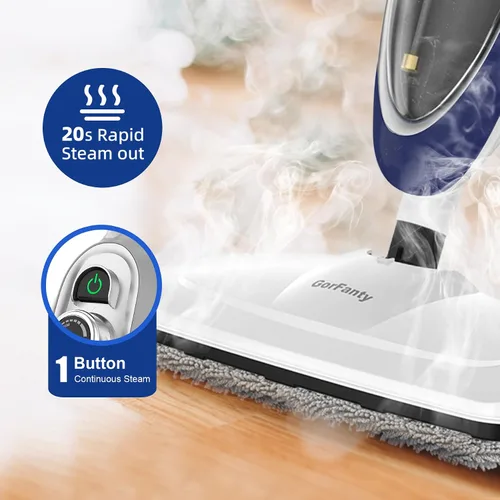 Miniatura 3 de Trapeador de vapor con vaporizador de mano desmontable todo en uno, 11 accesorios, cable de alimentación de 23 pies, vapor de 3 niveles, limpiador