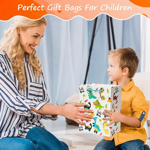 Miniatura 5 de Carnation Bolsas de regalo para bebé, paquete de 4 bolsas de regalo de tamaño pequeño con asas para cumpleaños de niños, baby shower