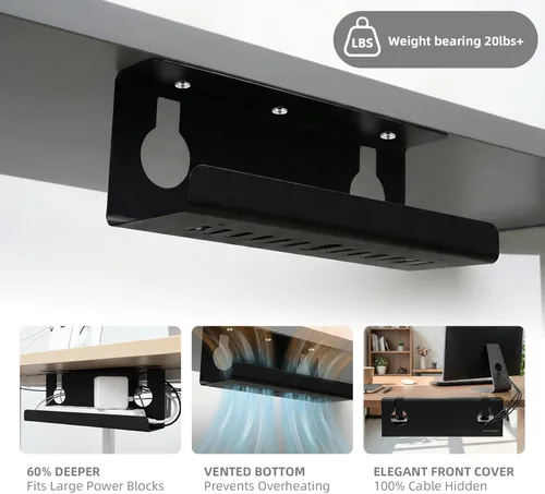 Miniatura 6 de Bandeja de organización de cables para debajo del escritorio sin taladrar con abrazadera, organizador de cables de escritorio para el hogar