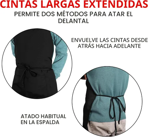 Miniatura 5 de Utopia Kitchen Paquete de 10 delantales ajustables con 2 bolsillos, resistente al agua y al aceite, delantal de chef de cocina para mujeres