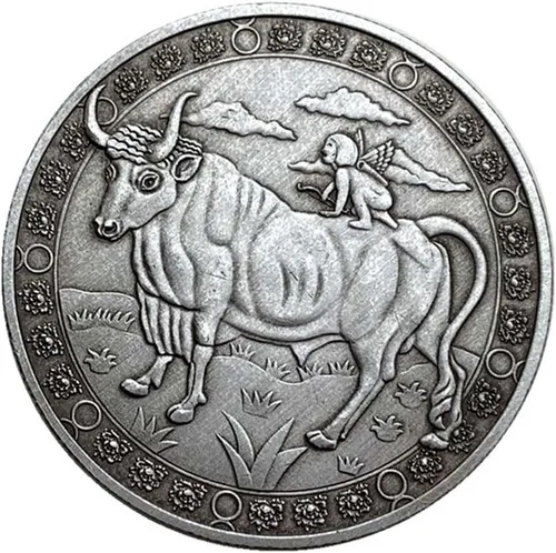 Aomcisi Moneda creativa de doce constelaciones del zodiaco Monedas conmemorativas de plata antigua, decoración del hogar, manualidades, colección de