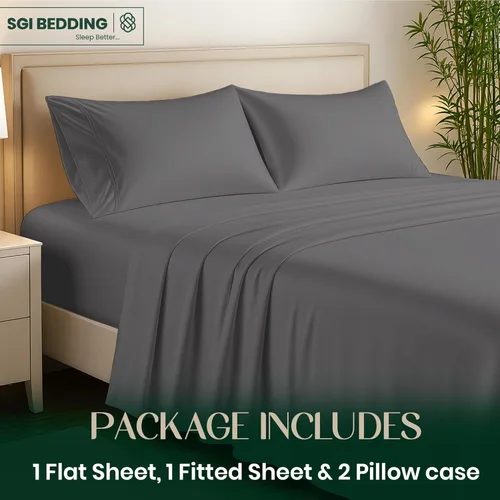 Miniatura 2 de SGI bedding Juego de sábanas tamaño matrimonial de lujo de 4 piezas, 100% viscosa de bambú cultivada orgánicamente, ultra suave, refrescante