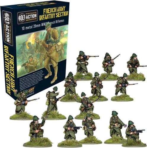Wargames Delivered - Miniaturas de acción de pernos de Warlord Games - Conjunto de sección de infantería del ejército francés, miniaturas de la