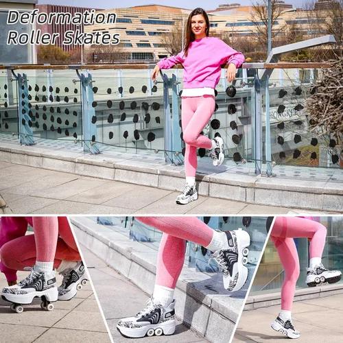 Miniatura 2 de Zapatos de patinaje para mujer, cuatro rondas, zapatos de patines de ruedas para niños que se convierten en patines de ruedas, zapatos ligeros al